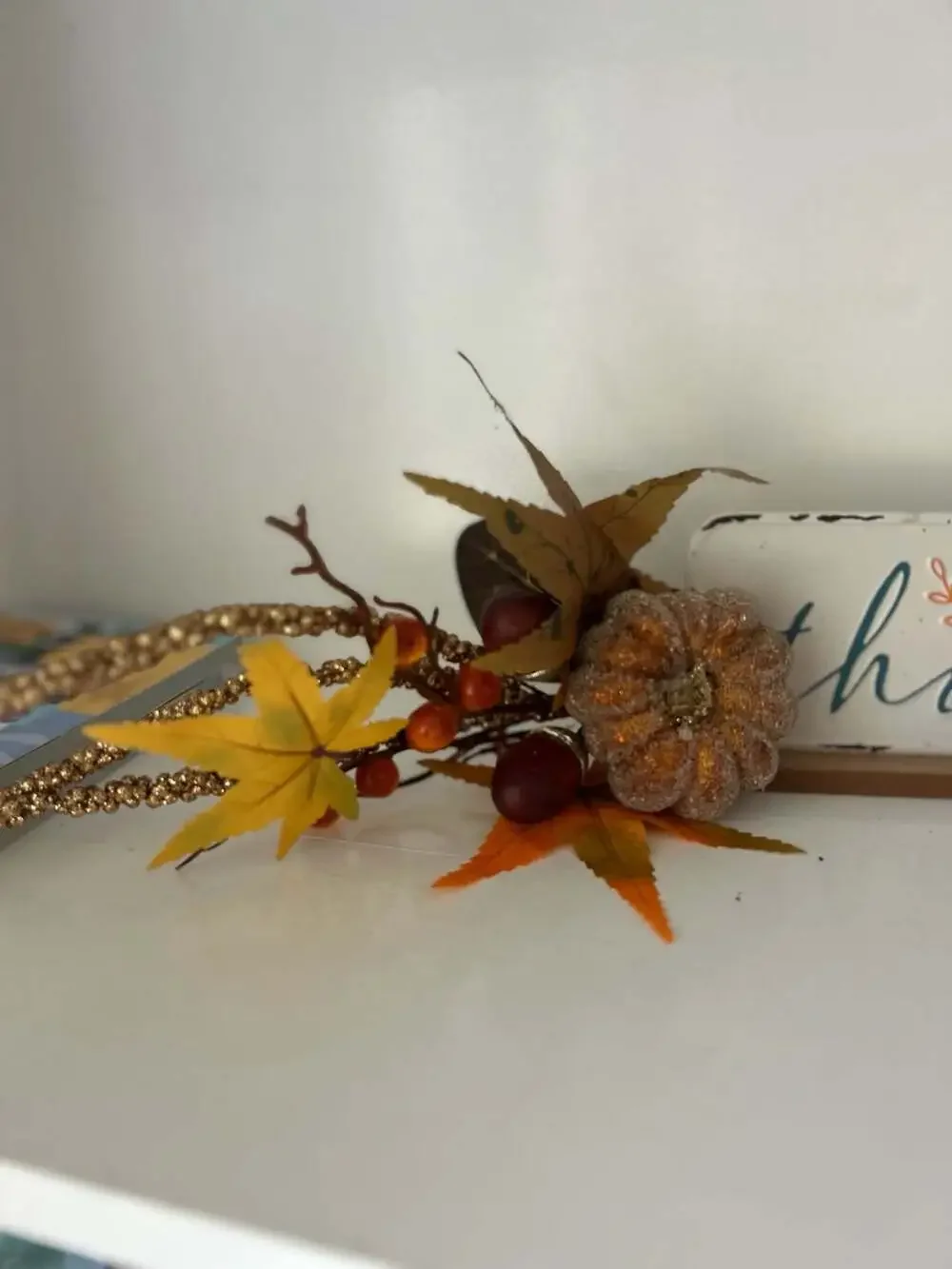 Assorted Fall Decor Bundle with Velvet Pumpkins, Give Thanks Sign, and Autumn Le